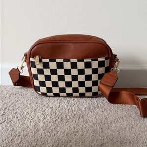 Brown and Black Checkered Women's Bag
